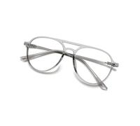 Lanomi Stylish Pilot Style Reading Glasses Women Men Plastic Double Bridge Blue Light Blocking Readers Eyeglasses Transparent Grey 3.5