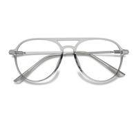 Lanomi Stylish Pilot Style Reading Glasses Women Men Plastic Double Bridge Blue Light Blocking Readers Eyeglasses Transparent Grey 2.5