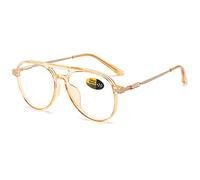 Lanomi Stylish Pilot Style Reading Glasses Women Men Plastic Double Bridge Blue Light Blocking Readers Eyeglasses Transparent Orange 1.0