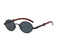 Lanomi Vintage Round No Polarized Sunglasses Unisex Retro Metal Circle Tinted Lens Sun Eyeglasses Black Frame Grey Lens