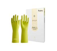 LANON 3 Pairs wahoo Skin-Friendly Dishwashing Cleaning Gloves, Reusable Kitchen Gloves, Cotton Flocked Liner, Waterproof, Non-Slip, Bud Tender, Large