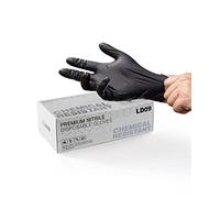 LANON 6 mil Black Nitrile Disposable Gloves, EN ISO 374 Chemical Resistant, Heavy-Duty, Mechanic, Textured Fingertips, Powder-Free, Latex-Free, XL(Pack of 100)