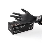 LANON 8 Mil Heavy Duty Black Nitrile Gloves, Mechanic, Industrial, Large