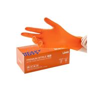LANON 8-mil Orange Disposable Nitrile Gloves, Mechanic, Heavy-Duty, Food-Safe, Latex-Free, Powder-Free, Fully Diamond Textured, Medium(Pack of 100)
