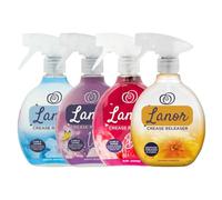 Lanor 4 Crease Releaser Spray Bundle 500ml Each Exotic Bloom Love, Ruby Jasmine Divine, Summer Breeze & Spring Awakening Fabric Freshener & Ironing Aid for Clothes & Bedding