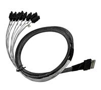 LANPAN SFF-8654 to 8 SATA Cable 3.3ft/1M SlimSAS 8i to 8X SATA 7-Pin Breakout, 6Gbps per Port, Dual-Shielded with Metal Latch, SGPIO, for HBA/RAID, HDD/SSD NAS Server, Compatible with LSI Broadcom