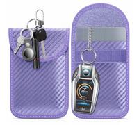 lanpard Faraday Pouch for car Keys, 2 Pack Faraday Bag, Key Signal Blocking Pouch, RFID Blocker for Keyless Entry Remote, Anti-Theft Remote Entry Keyless Protect Purple ,M
