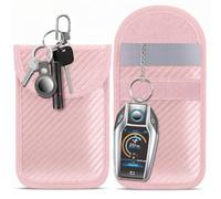 lanpard Faraday Pouch for car Keys, 2 Pack Faraday Bag, Key Signal Blocking Pouch, RFID Blocker for Keyless Entry Remote, Anti-Theft Remote Entry Keyless Protect Pink,M