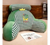 LANPEW Bed and Sofa Backrest Cushion with Armrests, Ergonomic Reading Pillow for Adult with Removable Pillowcase for Reading Work(Green Check,70 * 50cm)