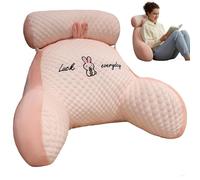 LANPEW Ice Silk Cute Reading Pillow back pillow with arms reading pillow for bed sofa bed chair back pillow with arms back support gifts for reading work and play (Bean velvet pink, 75 * 50cm)