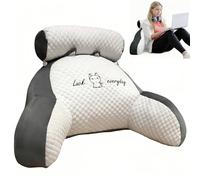 LANPEW Ice Silk Cute Reading Pillow back pillow with arms reading pillow for bed sofa bed chair back pillow with arms back support gifts for reading work and play (bean velvet gray, 75 * 50cm)