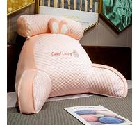 LANPEW Ice Silk Cute Reading Pillow,back pillow with arms,reading pillow for bed,sofa,bed chair back pillow with arms,back support,pillow gifts for reading(bean velvet rose, 75 * 50cm)