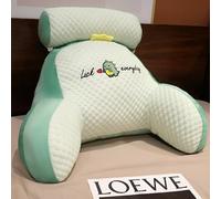 LANPEW Reading Pillow, Back Cushion with Armrests, Reading Pad for Bed Chair Bed Chair Backrest Back Support Pillow Gift for Reading, Working Play(Bean Velvet Green, 80x60cm)
