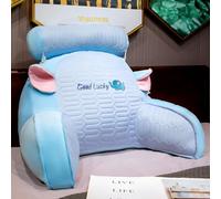 LANPEW Reading Pillow Back Pillow with Armrests Reading Pillow for Reading, Work and Play (Blue Latex Fabric, 75x50cm)
