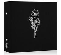 Lanpn 12x12 inch Scrapbook Photo Album, Linen Cover Archival Acid Free Top Load 3 Ring Binder Folder Photo Book 30x30 cm with 30 Plastic Sleeves 60 Pages (Black)