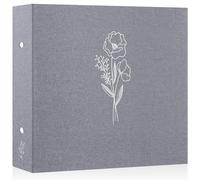 Lanpn 12x12 inch Scrapbook Photo Album, Linen Cover Archival Acid Free Top Load 3 Ring Binder Folder Photo Book 30x30 cm with 30 Plastic Sleeves 60 Pages (Grey)