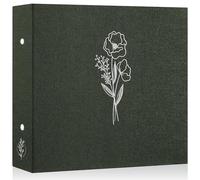 Lanpn 12x12 inch Scrapbook Photo Album, Linen Cover Archival Acid Free Top Load 3 Ring Binder Folder Photo Book 30x30 cm with 30 Plastic Sleeves 60 Pages (Green)