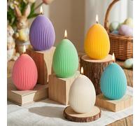 Lanpn 6 Pcs Easter Egg Candles Gift Set, Mini Egg Shaped Votive Tea Lights, Easter Flower Fruit Scented Candles, Each 80g, Spring Party Holiday Decor Home Table Centerpiece, Macaron Color