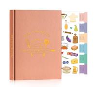 Lanpn A5 Blank Recipe Book Journal for 70 Recipes, Leather Cover Waterproof Empty Cooking Notebook to Write in Your Own Recipes, Cookbook with Stickers to Organize Your Family Recipe, Rose