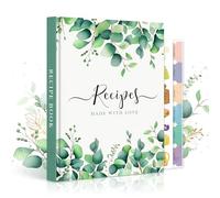 Lanpn A5 Blank Recipe Book Journal for 70 Recipes, Leather Cover Waterproof Empty Cooking Notebook to Write in Your Own Recipes, Cookbook with Stickers to Organize Your Family Recipe