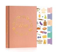 Lanpn A5 Blank Recipe Book Journal to Write in Your Own Recipes, Leather Cover Waterproof Empty Cooking Notebook for 70 Recipes, Cookbook with Stickers to Organize Your Family Recipe, Rose