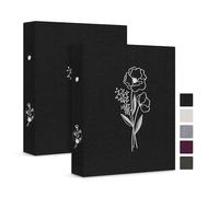 Lanpn Aesthetic A5 2 Ring Binder 2 Packs, Linen Hardcover Small Round Rings Photocard Folder Holder Planner Fits A5 Paper for Office School Journaling Collections (Black)
