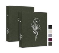 Lanpn Aesthetic A5 2 Ring Binder 2 Packs, Linen Hardcover Small Round Rings Photocard Folder Holder Planner Fits A5 Paper for Office School Journaling Collections (Green)
