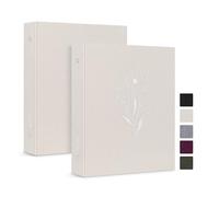 Lanpn Aesthetic A5 6 Small Ring Binder 2 Packs, Linen Cover 0.75 inch Round Rings Can Holds A5 Paper for Home Office School Journaling Collections (Beige)