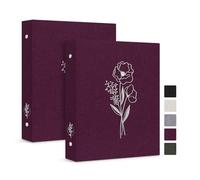 Lanpn Aesthetic A5 6 Small Ring Binder 2 Packs, Linen Cover 0.75 inch Round Rings Can Holds A5 Paper for Home Office School Journaling Collections (Purple)