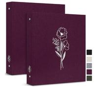 Lanpn Aesthetic Letter Size A4 3 Ring Binder 2 Packs, Linen Cover 1 inch Round Rings Can Holds 8.5" x 11" Paper for Home Office School Journaling Collections (Purple)