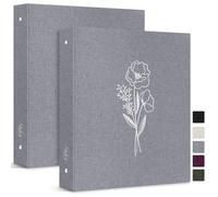 Lanpn Aesthetic Letter Size A4 3 Ring Binder 2 Packs, Linen Cover 1 inch Round Rings Can Holds 8.5" x 11" Paper for Home Office School Journaling Collections (Grey)