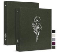 Lanpn Aesthetic Letter Size A4 3 Ring Binder 2 Packs, Linen Cover 1 inch Round Rings Can Holds 8.5" x 11" Paper for Home Office School Journaling Collections (Green)