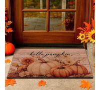 Lanpn Autumn Welcome Natural Coir Door Mat, Fall Hello Harvest Pumpkin Coco Front Door Outdoor Doormat Outside Entrance Porch Non Slip Rubber Rug Fall Halloween Thanksgiving Farmhouse Decor 76x43cm