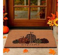 Lanpn Autumn Welcome Natural Coir Door Mat, Fall Pumpkin Coco Front Door Outdoor Doormat Outside Entrance Porch Non Slip Rubber Rug Fall Halloween Thanksgiving Farmhouse Decor 76x43cm