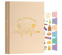 Lanpn B5 Blank Recipe Book Journal for 70 Recipes, Leather Cover Waterproof Empty Cooking Notebook to Write in Your Own Recipes, Cookbook with Stickers to Organize Your Family Recipe, Oat