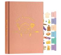 Lanpn B5 Blank Recipe Book Journal for 70 Recipes, Leather Cover Waterproof Empty Cooking Notebook to Write in Your Own Recipes, Cookbook with Stickers to Organize Your Family Recipe, Rose