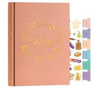 Lanpn B5 Blank Recipe Book Journal to Write in Your Own Recipes, Leather Cover Waterproof Empty Cooking Notebook for 70 Recipes, Cookbook with Stickers to Organize Your Family Recipe, Rose