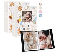 Lanpn Baby Photo Album 6x4 100 Pockets 2 Packs, Mini Linen DIY Window Photo Book Newborn Bebe Album Memory Book Sets, Holds Top Loader Pictures 10x15cm, Gift for Kids Boy Girl Baby Shower, Colorful