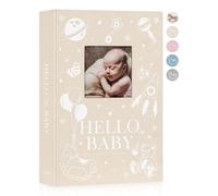 Lanpn Baby Photo Album 6x4 300 Pockets, Linen Newborn Bebe Ultrasound Photo Album with Memo Writing Area, Cover Photo Book Picture Album for kids, Baby Boy Memory Book Keepsake Gift Baby Shower Beige