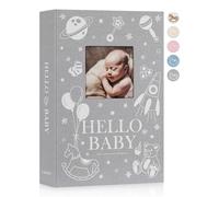 Lanpn Baby Photo Album 6x4 300 Pockets, Linen Newborn Bebe Ultrasound Photo Album with Memo Writing Area, Cover Photo Book, Picture Album for kids, Baby Boy Memory Book Keepsake Grey