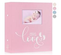 Lanpn Baby Photo Album 6x4 600 Pockets, Linen cover Newborn Bebe Memory Book Photobook Holds 600 Horizontal and Vertical Pictures, Picture Album with Front Window Gift for Boy Girl Baby Shower Pink