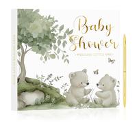 Lanpn Baby Shower Guest Book with Gold Pen & Please Sign Table Card, 114 Pages Baby Shower Guest Sign in Book, Gender Neutral Animal Theme, Memory Keepsake Gift for Mom to Be & New Parents