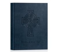 Lanpn Bible Prayer Journal for Men, 3 Months Christian Daily Devotional Journals, Bible Study Notebook with Scripture Verse for Church Pray Notes, Religious Faith Gifts, Blue Leather Hardcover