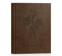 Lanpn Bible Prayer Journal for Men, 3 Months Christian Daily Devotional Journals, Bible Study Notebook with Scripture Verse for Church Pray Notes, Religious Faith Gifts, Brown Leather Hardcover