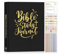 Lanpn Bible Study Guide Journals for Men with Tabs & Highlighters, Church Notes Taking Daily Devotional Journaling, Linen Bible Prayer Notebook Christian Religious Faith Based Gifts, Black