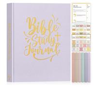 Lanpn Bible Study Guide Journals for Women with Tabs & Highlighters, Church Notes Taking Daily Devotional Journaling, Linen Bible Prayer Notebook Christian Religious Faith Based Gifts, Purple
