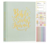 Lanpn Bible Study Guide Journals for Women with Tabs & Highlighters, Church Notes Taking Daily Devotional Journaling, Linen Bible Prayer Notebook Christian Religious Faith Based Gifts, Sage Green