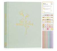 Lanpn Bible Study Journals for Women with Tabs & Highlighters, Church Notes Taking Daily Devotional Journaling, Linen Bible Prayer Guide Notebook Christian Religious Faith Based Gifts, Sage Green