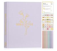 Lanpn Bible Study Journals for Women with Tabs & Highlighters, Church Notes Taking Daily Devotional Journaling, Linen Bible Prayer Guide Notebook Christian Religious Faith Based Gifts, Purple