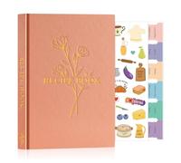 Lanpn Blank Recipe Book Cookbook to Write in Your Own Recipes, Waterproof A5 Empty Cooking Journal for 70 Recipes, Leather Cover Recipe Notebook with Stickers to Organize Your Family Recipes, Rose